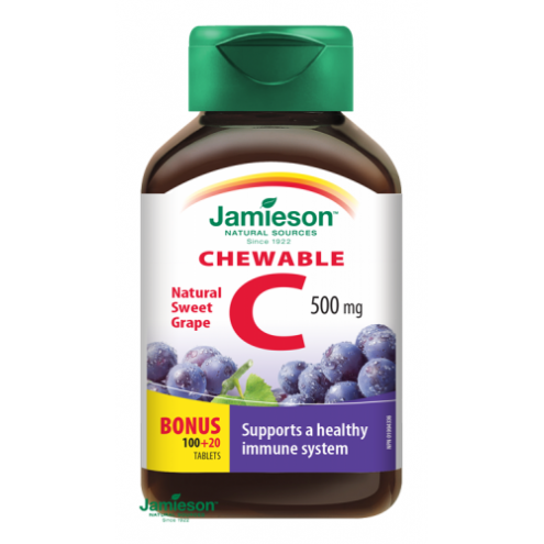 JAMIESON Vitamín C - Витамин С 500 мг вкус винограда, 120 таблеток